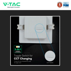 V-Tac VT-61006CCT Mini Pannello LED SMD Quadrato 6W CREE CCT
