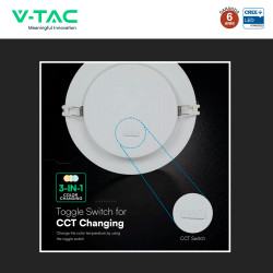 V-Tac VT-60006CCT Mini Pannello LED SMD Rotondo 6W Chip CREE CCT