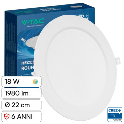 V-Tac VT-61018CCT Mini Pannello LED SMD Rotondo 18W Chip CREE CCT