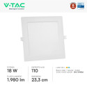 Immagine 2 - V-Tac VT-61018CCT Mini Pannello LED SMD Quadrato 18W Chip CREE Changing Color CCT a Incasso - SKU 104866