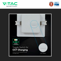 V-Tac VT-61018CCT Mini Pannello LED SMD Quadrato 18W Chip CREE CCT