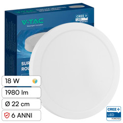 V-Tac VT-61018CCT Mini Pannello LED SMD Rotondo 18W Chip CREE CCT