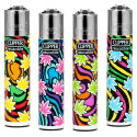 Immagine 1 - Clipper Large Accendino a Pietrina Grande Ricaricabile con Fantasia Flow Grass - Serie da 4 Accendini