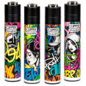 Immagine 1 - Clipper Large Accendino a Pietrina Grande Ricaricabile con Fantasia Graffiti Glow - Serie da 4 Accendini