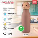 Immagine 2 - Borraccia Termica per Bambini Acciaio Inox 18/8 CapsHero Senza BPA 520ml Antiodore Caldo 12h Freddo 24h Fantasia Cane Dog Duke