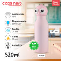 Immagine 2 - Borraccia Termica per Bambini Acciaio Inox 18/8 CapsHero Senza BPA 520ml Antiodore Caldo 12h Freddo 24h Fantasia Flamingo Fia