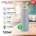 Immagine 2 - Borraccia Termica per Bambini Acciaio Inox 18/8 CapsHero Senza BPA 520ml Antiodore Caldo 12h Freddo 24h Fantasia Gatto Cat Cleo