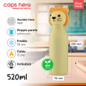 Immagine 2 - Borraccia Termica per Bambini Acciaio Inox 18/8 CapsHero Senza BPA 520ml Antiodore Caldo 12h Freddo 24h Fantasia Leone Lion Lio