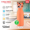 Immagine 2 - Borraccia Termica per Bambini Acciaio Inox 18/8 CapsHero Senza BPA 520ml Antiodore Caldo 12h Freddo 24h Fantasia Tigre Tiger Teo