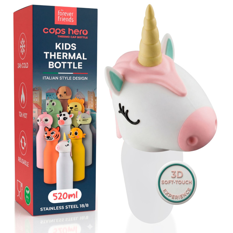 CapsHero Borraccia Termica Bambini 520ml Unicorno Unicorn Una