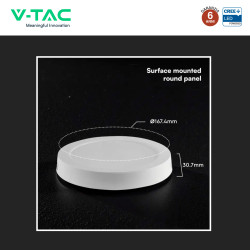 V-Tac VT-61012CCT Mini Pannello LED SMD Rotondo 12W Chip CREE CCT