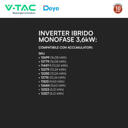 V-Tac Inverter Monofase Ibrido On-Grid / Off-Grid 6kW IP65