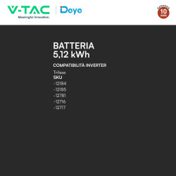 V-Tac Deye Batteria BMS LiFePO4 51,2V 100Ah 5,12kWh