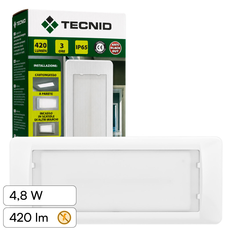 Tecnid Lampada LED Uscita di Emergenza 4,8W SMD IP65 SE+SA