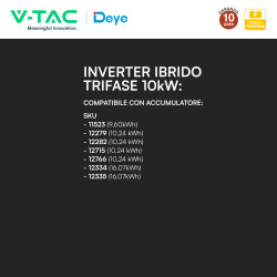 V-Tac Deye Inverter Trifase On-Grid / Off-Grid 10kW IP65