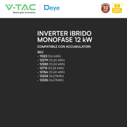 V-Tac Deye Inverter Trifase On-Grid / Off-Grid 12kW IP65