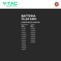 V-Tac VT-12040-1 Batteria BMS LiFePO4 51,2V 200Ah 10,24 kWh IP65
