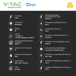 V-Tac Inverter Monofase Ibrido On-Grid / Off-Grid 6kW IP65