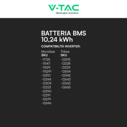 V-Tac Batteria BMS LiFePO4 51,2V 200Ah 10,24kWh Colore Nero