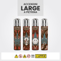 Immagine 2 - Clipper Large Accendino a Pietrina Grande Ricaricabile con Fantasia Burning Leaves - Box da 48 Accendini