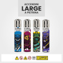 Immagine 2 - Clipper Large Accendino a Pietrina Grande Ricaricabile con Fantasia Ninja Cat - Box da 48 Accendini