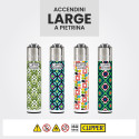 Immagine 2 - Clipper Large Accendino a Pietrina Grande Ricaricabile con Fantasia Retrospring - Box da 48 Accendini