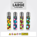 Immagine 2 - Clipper Large Accendino a Pietrina Grande Ricaricabile con Fantasia Flow Grass - Box da 48 Accendini