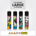 Immagine 2 - Clipper Large Accendino a Pietrina Grande Ricaricabile con Fantasia Graffiti Glow - Box da 48 Accendini