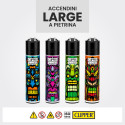 Immagine 2 - Clipper Large Accendino a Pietrina Grande Ricaricabile con Fantasia 420 Weed Totems - Box da 48 Accendini