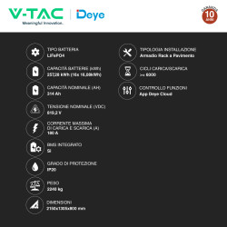 V-Tac Armadio Rack a Pavimento 16 Accumulatori LifePO4 16,08 kWh