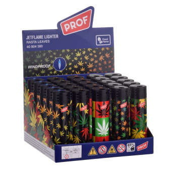 Prof Jet Flame Accendino Elettronico Rasta Leaves 25 Accendini