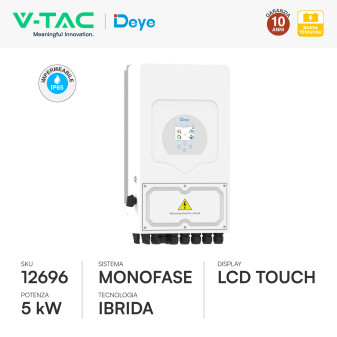 V-Tac Deye Inverter Monofase Ibrido On-Grid / Off-Grid 5kW IP65