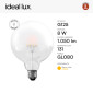 Immagine 2 - Ideal Lux Lampadina LED E27 8W Globo G125 Filament in Vetro Trasparente con Calotta Satinata - mod. 157580