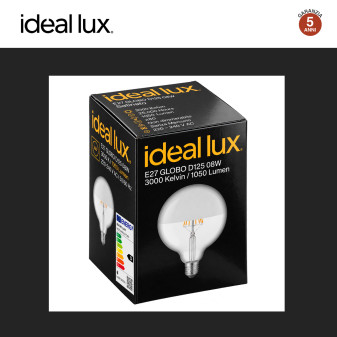 Ideal Lux Lampadina LED E27 8W in Vetro con Calotta Satinata
