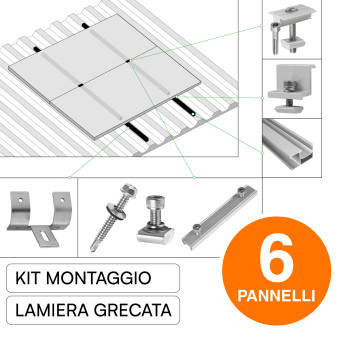 Kit Struttura per Montaggio 6 Pannelli Solari su Lamiera Grecata