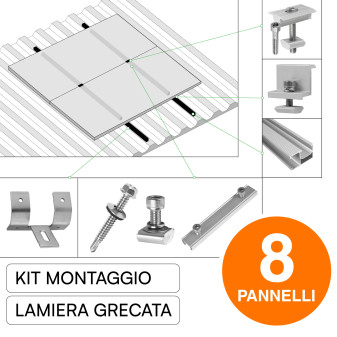 Kit Struttura per Montaggio 8 Pannelli Solari su Lamiera Grecata