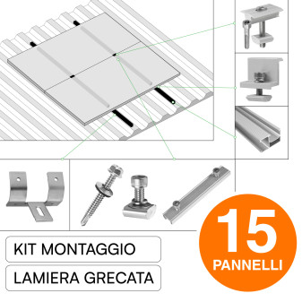 Kit Struttura per Montaggio 15 Pannelli Solari su Lamiera Grecata
