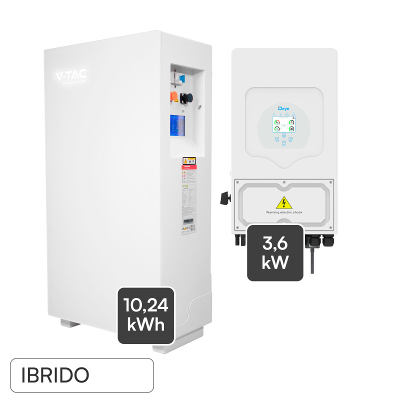 Kit Inverter 3,6kW Monofase LCD CEI 0-21 + Batteria LiFePO4 10.24kWh