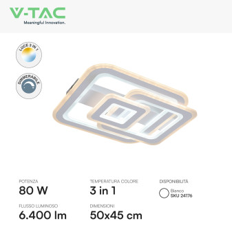 V-Tac VT-84040 Plafoniera LED a Superficie 80W SMD CCT