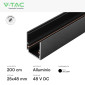 Immagine 2 - V-Tac Binario in Alluminio Nero per Track Lights Magnetiche 48V a Superficie Lunghezza 2000mm - SKU 6897