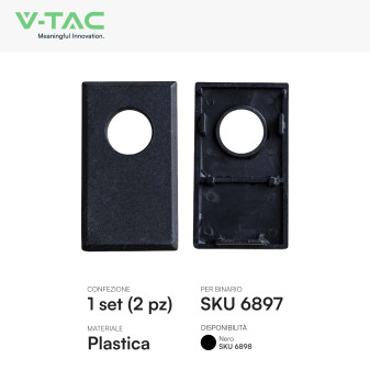 V-Tac Tappo Terminale per Binario a Superficie in Plastica Colore Nero