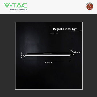 V-Tac VT-41027 Track Light Lineare LED Magnetica da Binario 20W 48V