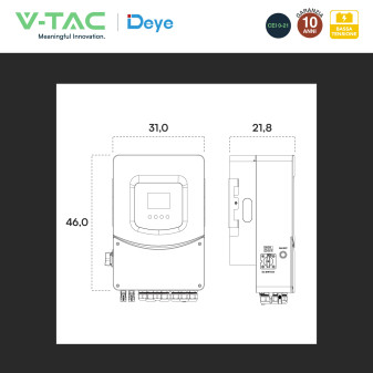 V-Tac Deye Inverter Monofase Ibrido On-Grid / Off-Grid 6kW IP65