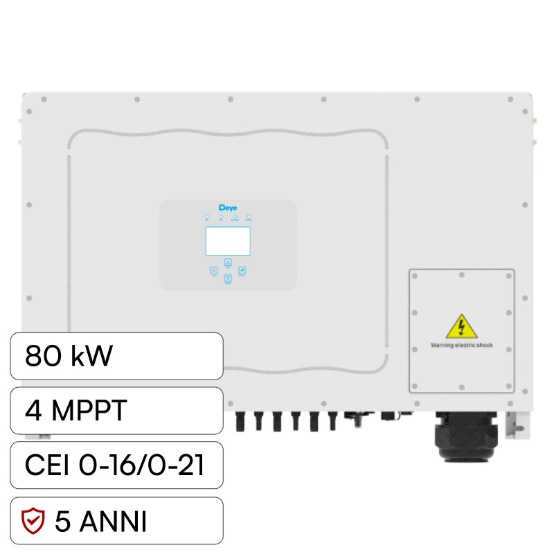 V-Tac Deye Inverter Trifase On-Grid 80kW IP65 CEI 0-21