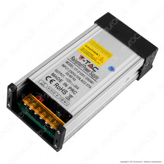 V-Tac VT-21251 Alimentatore 250W Rainproof IP45 a 2 Uscite con Morsetti a Vite - SKU 3232 V-Tac VT-21251 Alimentatore 250W Rainproof IP45 a 2 Uscite con Morsetti a Vite - SKU 3232