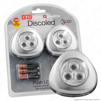CFG Discoled 2 Push Light con 3 LED a Batteria Accensione a Pressione