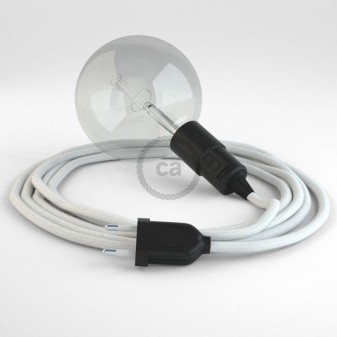 Creative Cables Snake Lampada Multiuso con Portalampada per Lampadine E27 - Cavo Cotone Bianco