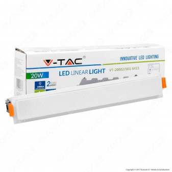 V-Tac VT-20002 Pannello LED Lineare 20W SMD da Incasso con Driver -