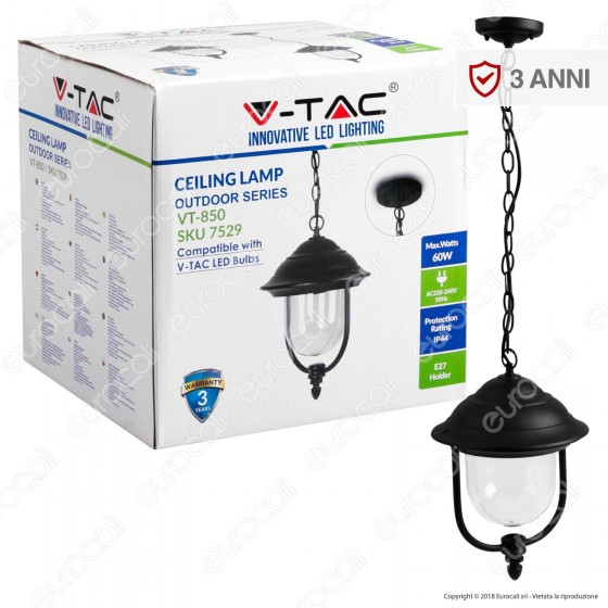 V-Tac VT-850 Portalampada da Giardino con Attacco a Soffitto per V-Tac VT-850 Portalampada da Giardino con Attacco a Soffitto per