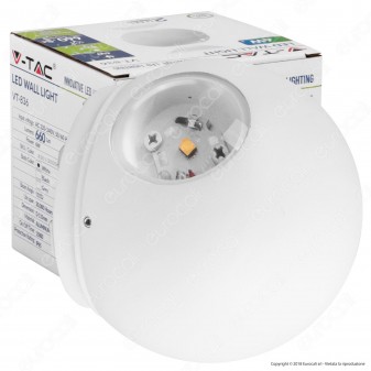V-Tac VT-836 Lampada da Muro Wall Light LED 6W Forma Sferica Colore Bianco - SKU 8301 / 8302